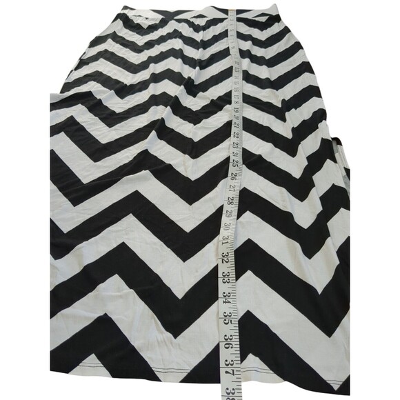 A.N.A  Knit Stretch Chevron Long Pencil Slit Skirt Black & White Large - Picture 3 of 11